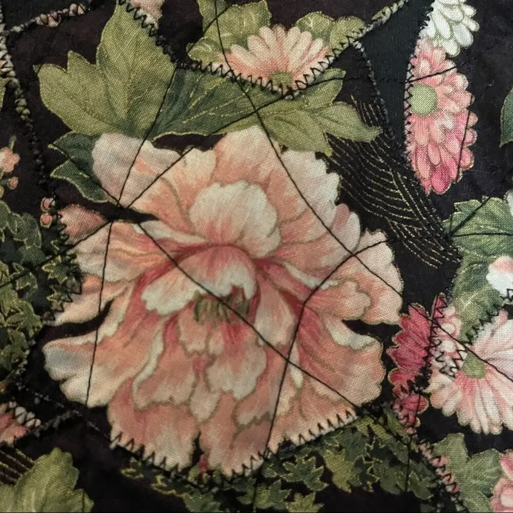 Vtg Quilted Cottagecore Fairy Grunge Relaxed Floral Jacket Small Dark Romantic